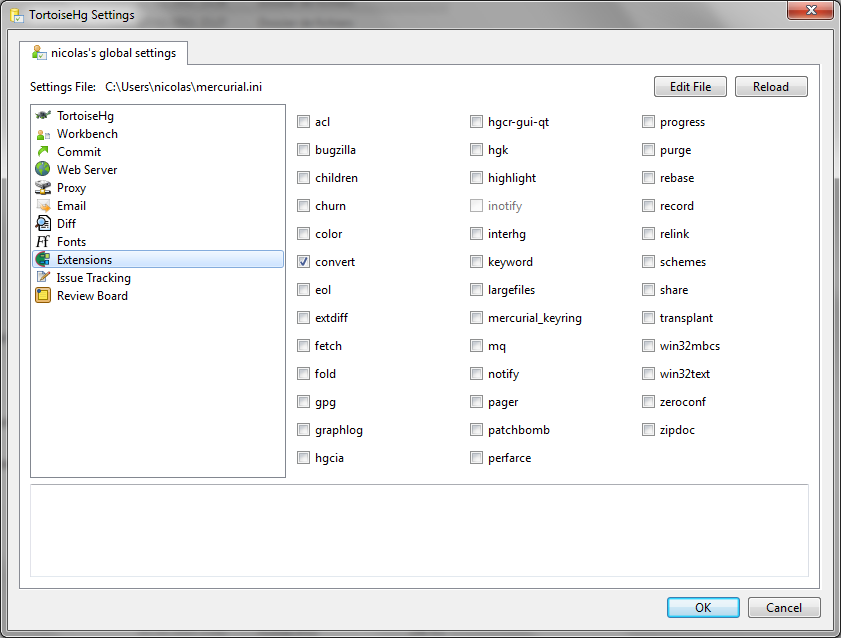ConvertExtension enabled in TortoiseHg